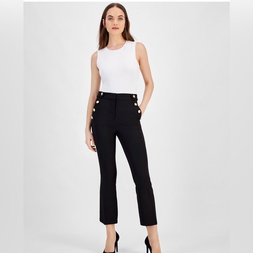 I.N.C Women’s black High-Rise Sailor Crop Straight-Leg Pants, size 8